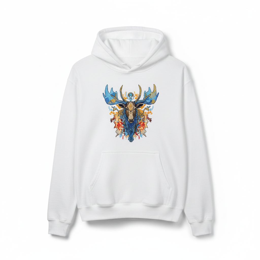 Mystic Moose Machine Embroidered Hoodie – Hand Finished in Dubai | EmbroMania