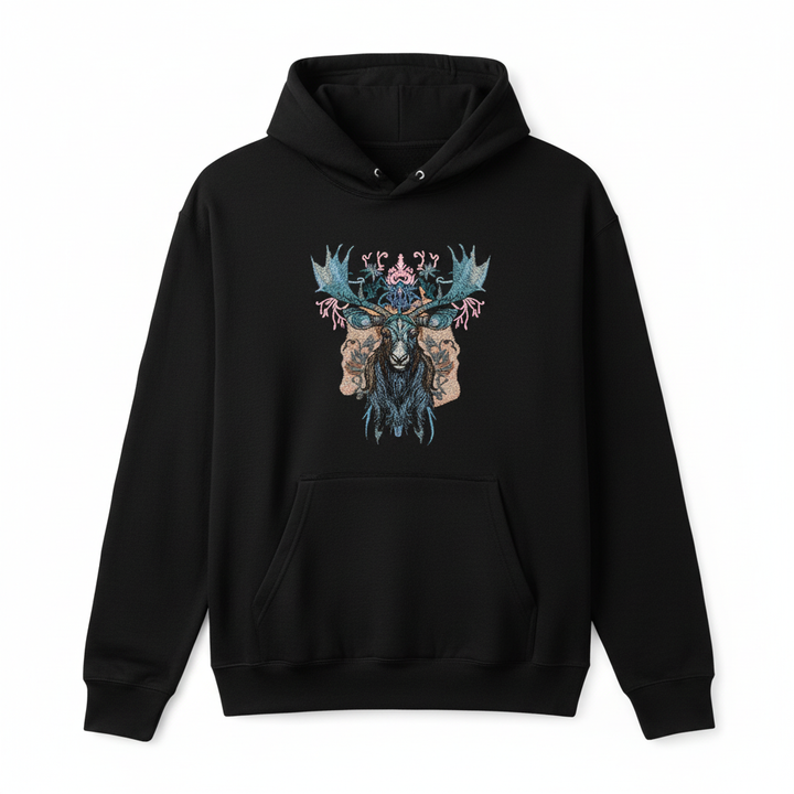 Nocturne Moose — Embroidered Hoodie