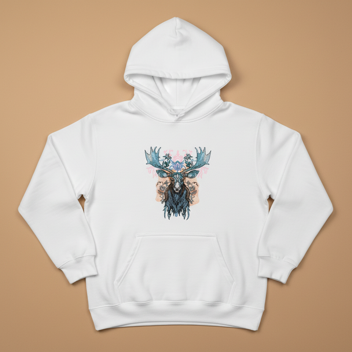 Nocturne Moose Machine Embroidered Hoodie – Hand Finished in Dubai | EmbroMania