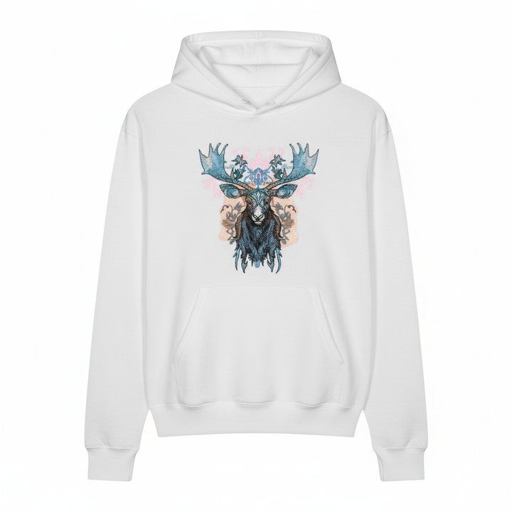 Nocturne Moose Machine Embroidered Hoodie – Hand Finished in Dubai | EmbroMania