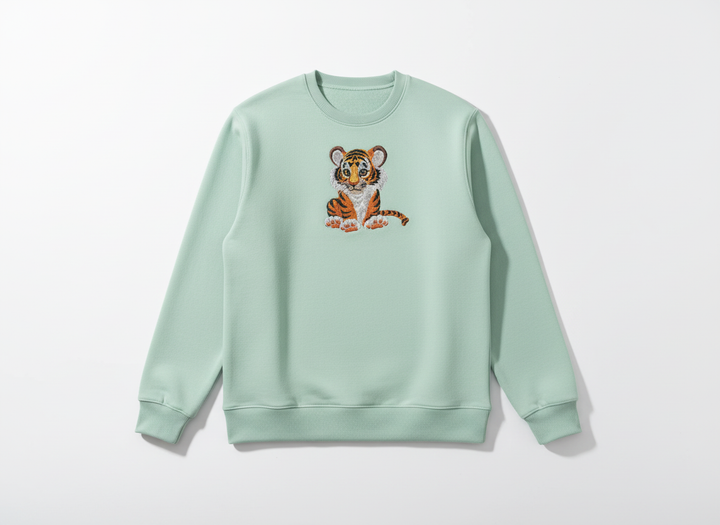 Baby Tiger Machine Embroidered Sweatshirt – Hand Finished in Dubai | EmbroMania