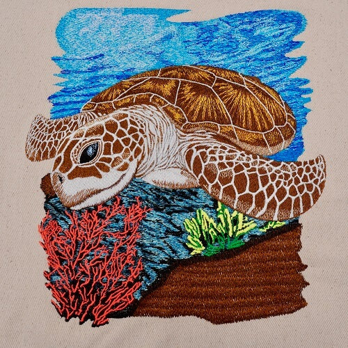 Sea Turtle Machine Embroidered Sweatshirt – Hand Finished in Dubai | EmbroMania