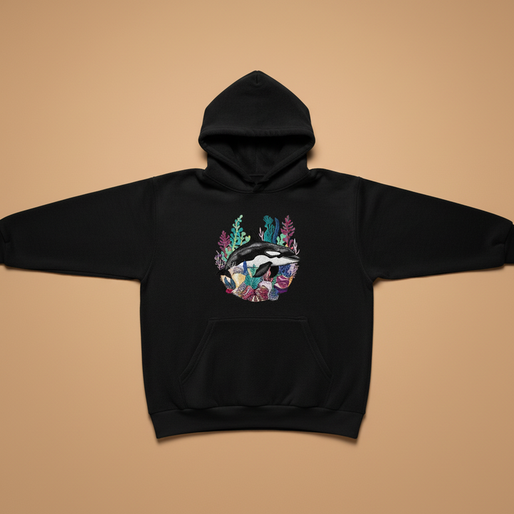 Orca Reef Machine Embroidered Hoodie – Hand Finished in Dubai | EmbroMania