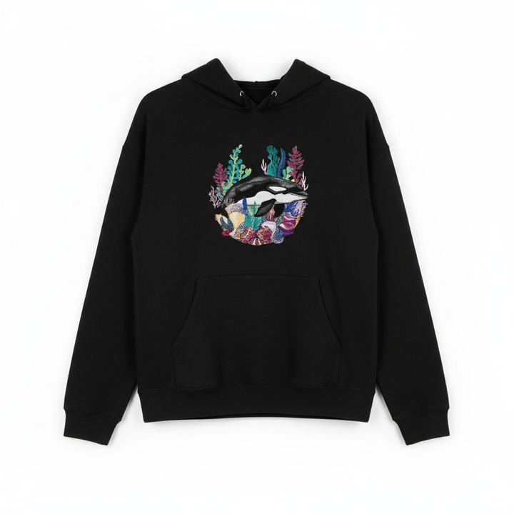 Orca Reef Machine Embroidered Hoodie – Hand Finished in Dubai | EmbroMania