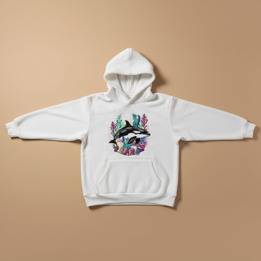 Orca Reef Machine Embroidered Hoodie – Hand Finished in Dubai | EmbroMania