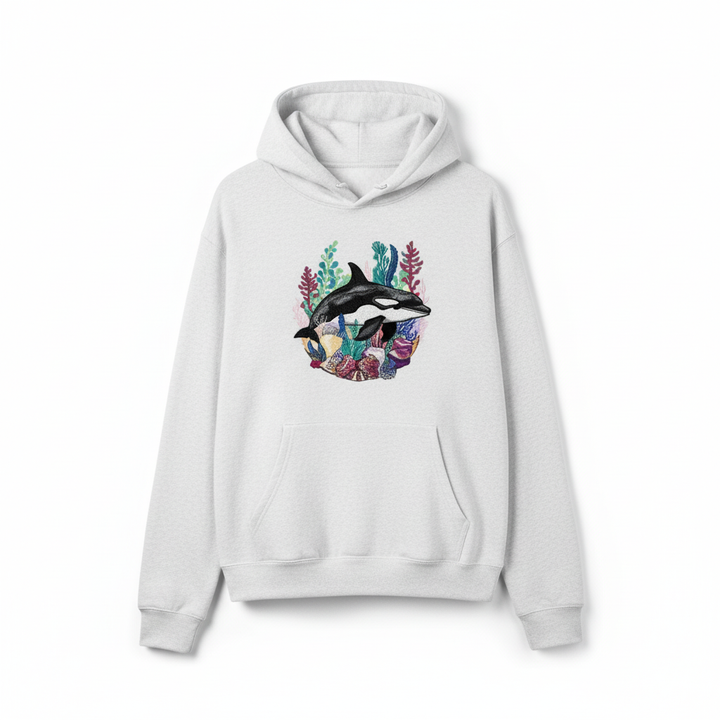 Orca Reef Machine Embroidered Hoodie – Hand Finished in Dubai | EmbroMania