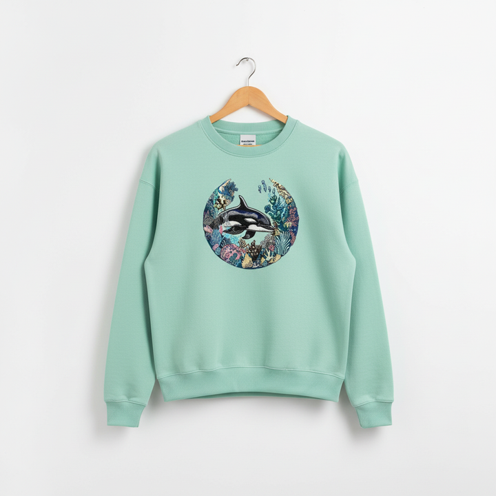 Orca Coral Garden Machine Embroidered Sweatshirt – Hand Finished in Dubai | EmbroMania