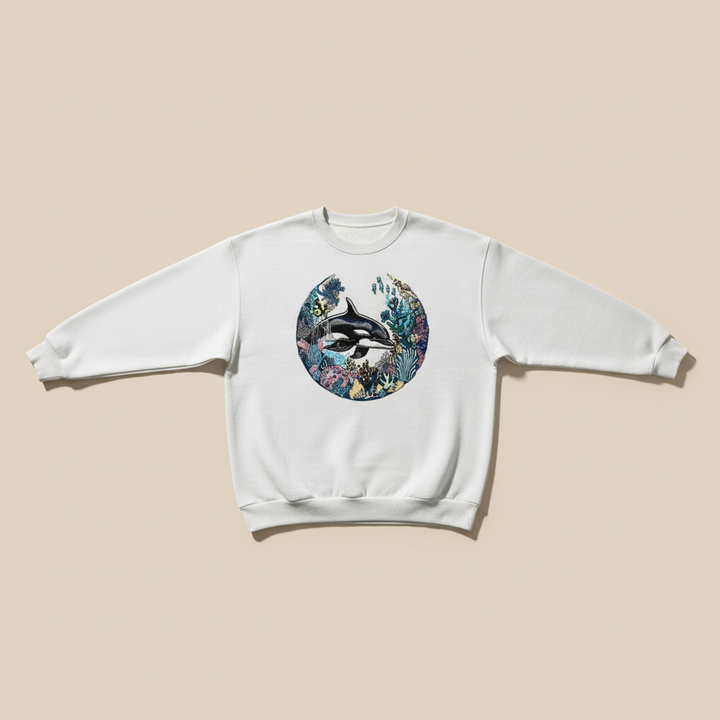 Orca Coral Garden Machine Embroidered Sweatshirt – Hand Finished in Dubai | EmbroMania