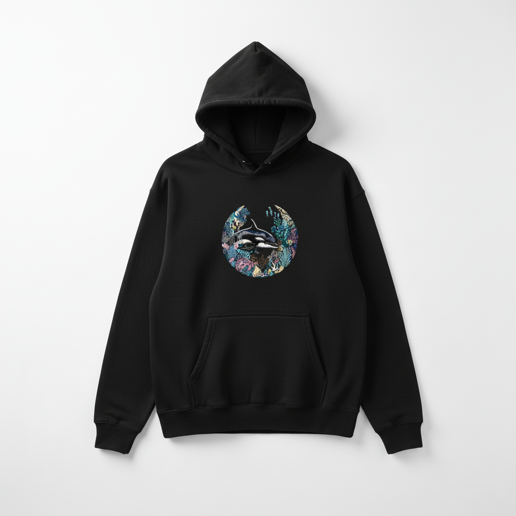 Orca Sanctuary — Embroidered Hoodie