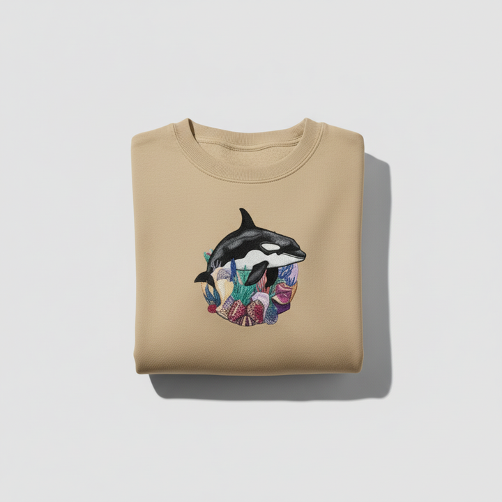 Orca Reef Machine Embroidered Sweatshirt – Hand Finished in Dubai | EmbroMania
