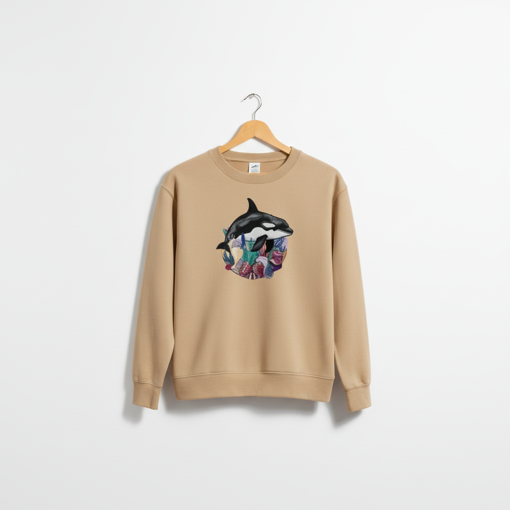 Orca Reef Machine Embroidered Sweatshirt – Hand Finished in Dubai | EmbroMania