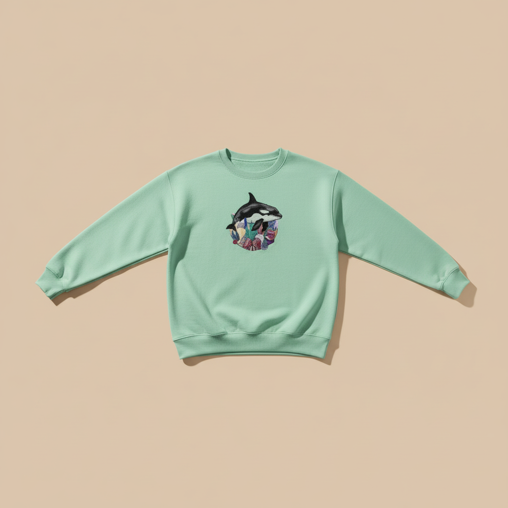 Orca Reef Machine Embroidered Sweatshirt – Hand Finished in Dubai | EmbroMania