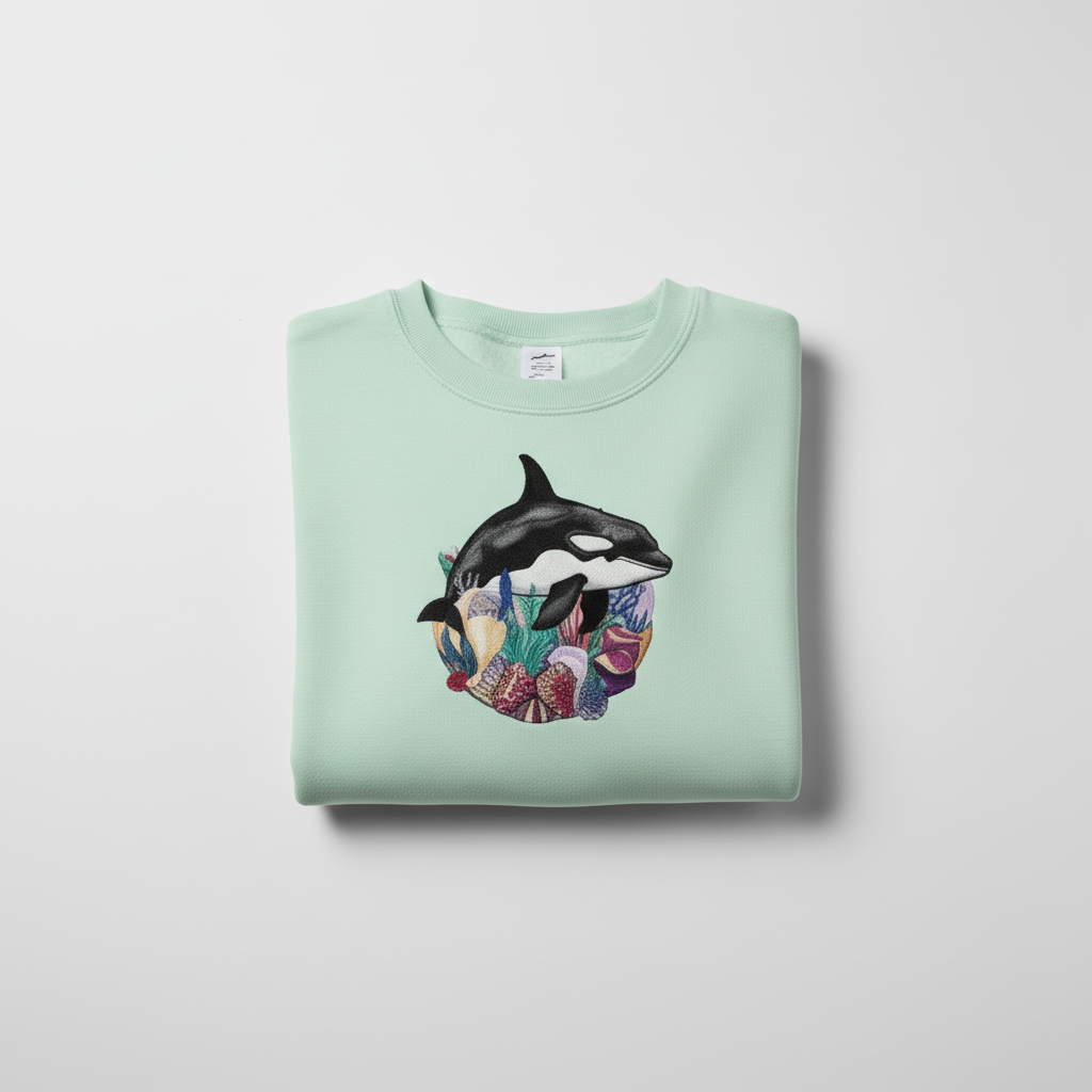 Orca Reef Machine Embroidered Sweatshirt – Hand Finished in Dubai | EmbroMania