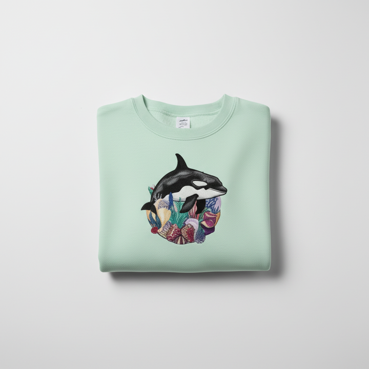 Orca Reef Machine Embroidered Sweatshirt – Hand Finished in Dubai | EmbroMania