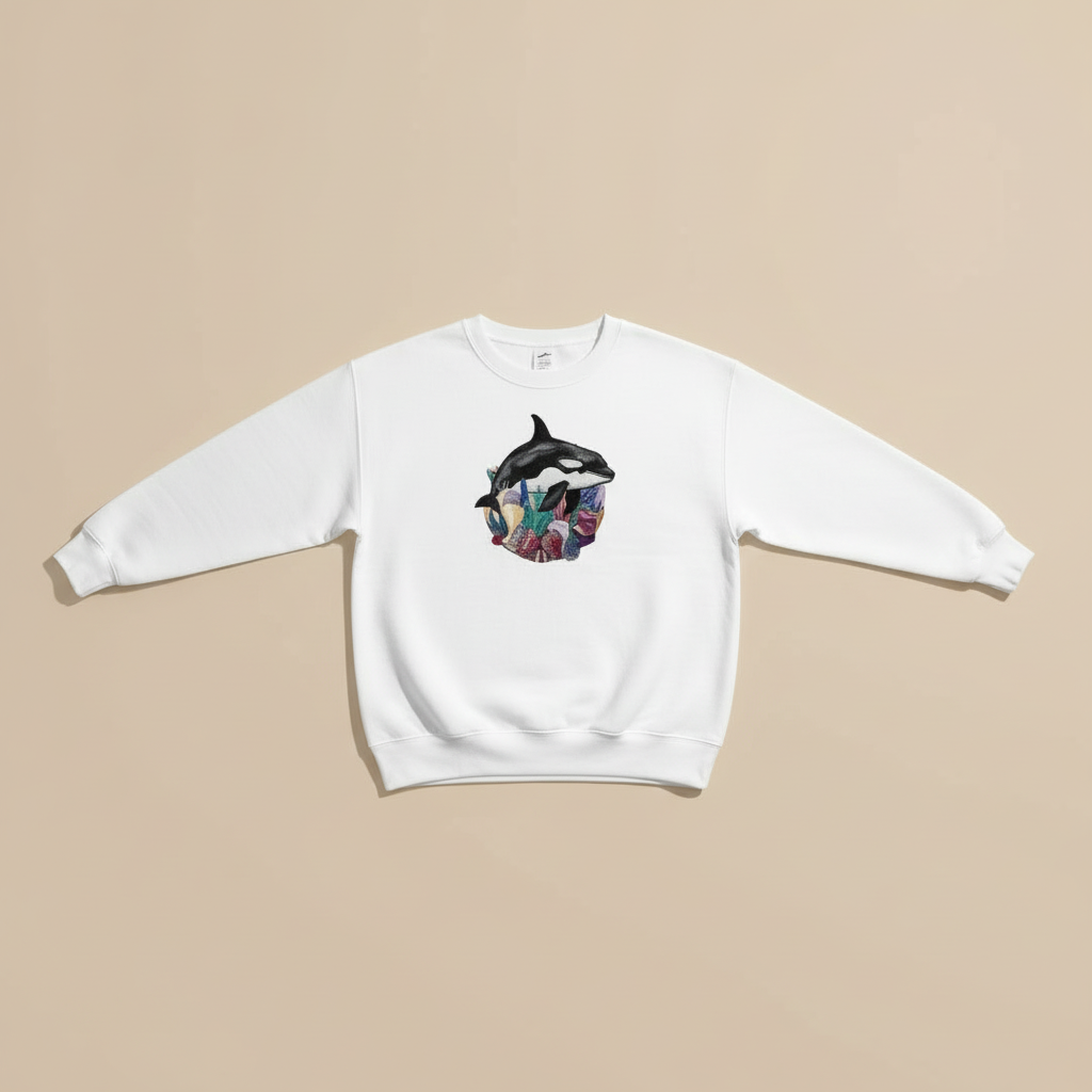 Orca Reef Machine Embroidered Sweatshirt – Hand Finished in Dubai | EmbroMania