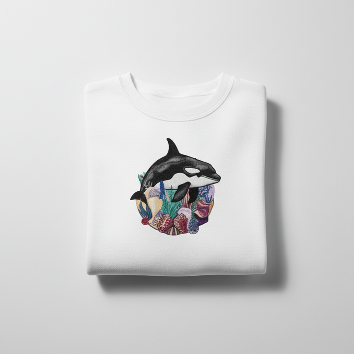 Orca Reef Machine Embroidered Sweatshirt – Hand Finished in Dubai | EmbroMania