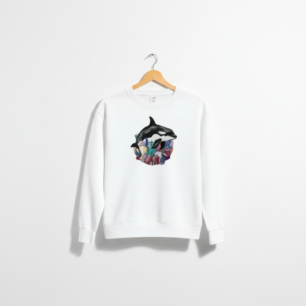 Orca Reef Machine Embroidered Sweatshirt – Hand Finished in Dubai | EmbroMania