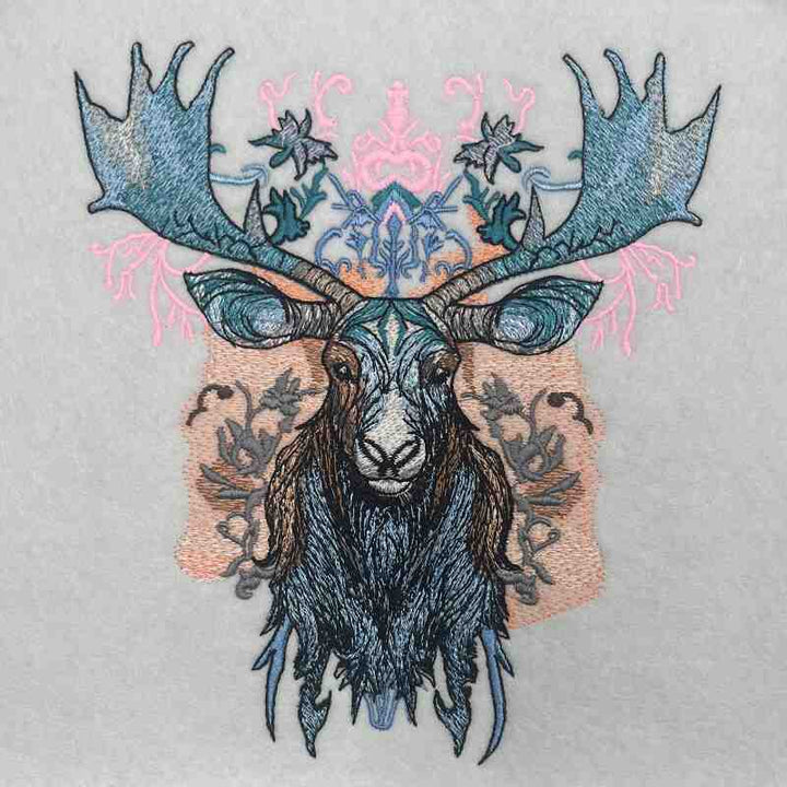 Ornate Blue Moose Machine Embroidered Sweatshirt – Hand Finished in Dubai | EmbroMania