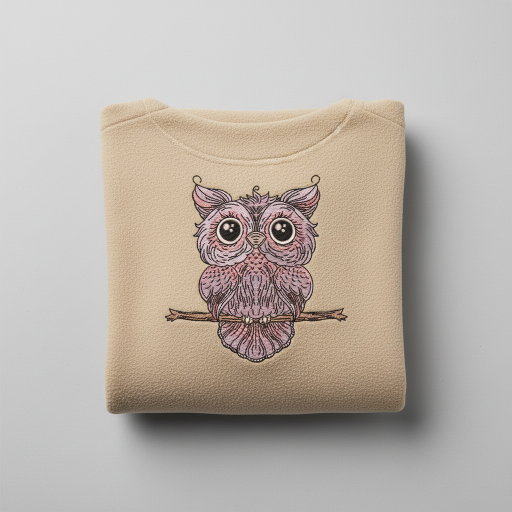 Wise Owl Perch Machine Embroidered Sweatshirt – Hand Finished in Dubai | EmbroMania