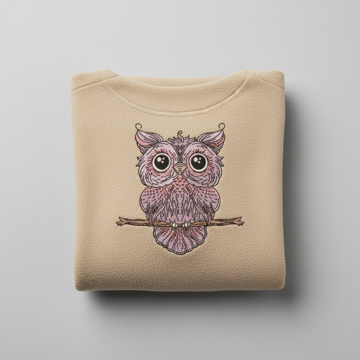 Wise Owl Perch Machine Embroidered Sweatshirt – Hand Finished in Dubai | EmbroMania
