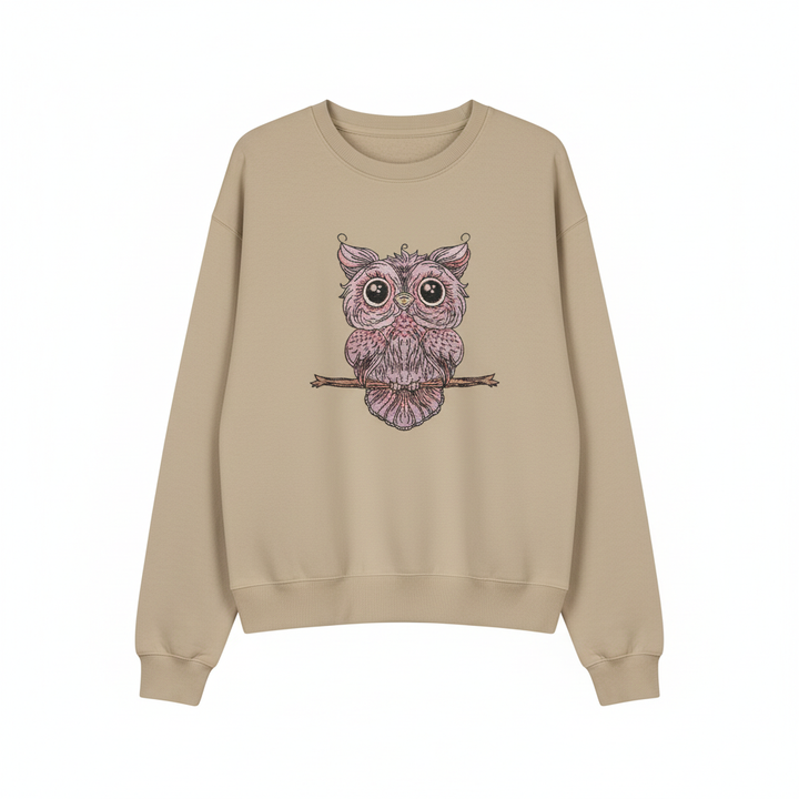 Wise Owl Perch Machine Embroidered Sweatshirt – Hand Finished in Dubai | EmbroMania