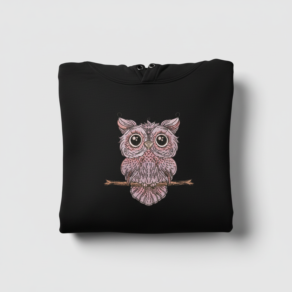 Wise Owl Perch Machine Embroidered Sweatshirt – Hand Finished in Dubai | EmbroMania