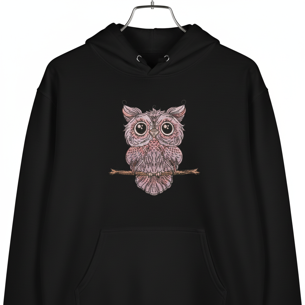 Wise Owl Perch Machine Embroidered Sweatshirt – Hand Finished in Dubai | EmbroMania