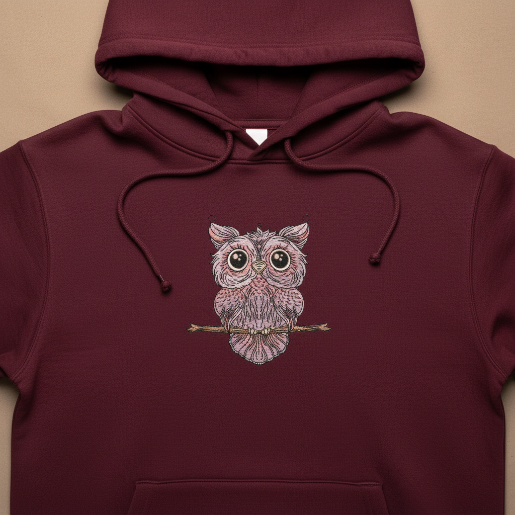 Wise Owl Perch Machine Embroidered Sweatshirt – Hand Finished in Dubai | EmbroMania