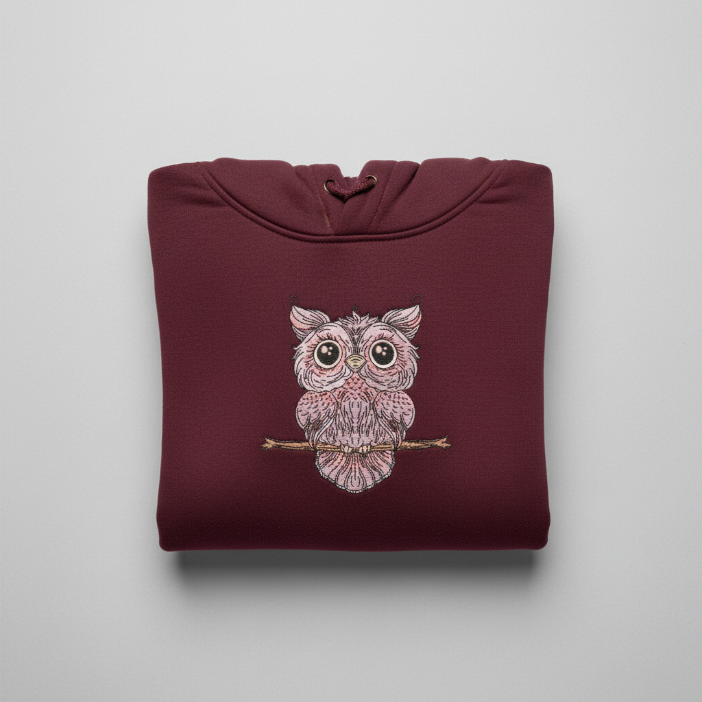 Wise Owl Perch Machine Embroidered Sweatshirt – Hand Finished in Dubai | EmbroMania