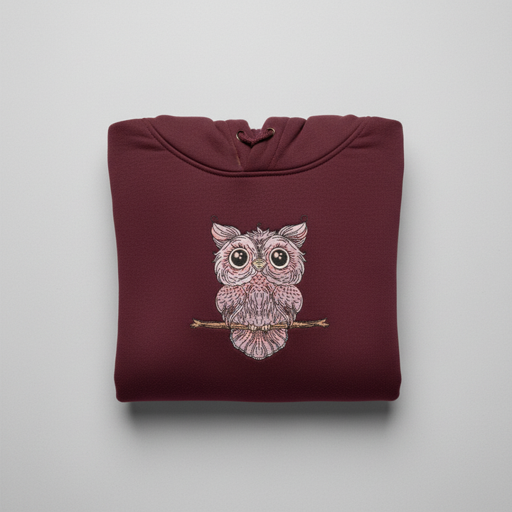 Wise Owl Perch Machine Embroidered Sweatshirt – Hand Finished in Dubai | EmbroMania