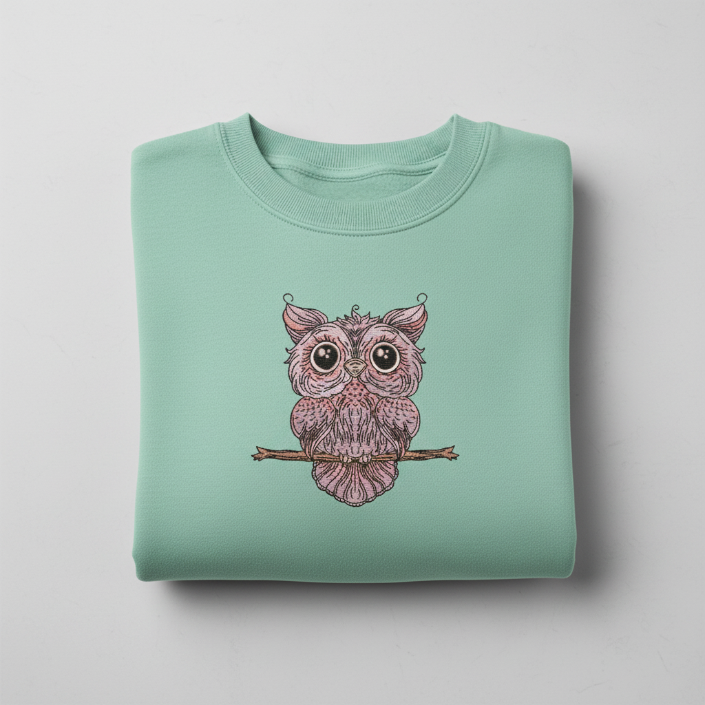Wise Owl Perch Machine Embroidered Sweatshirt – Hand Finished in Dubai | EmbroMania