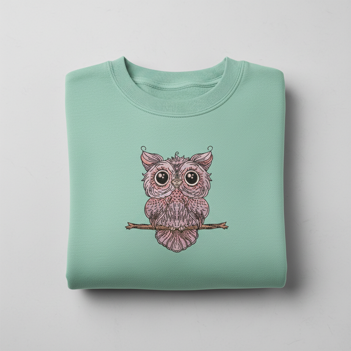 Wise Owl Perch Machine Embroidered Sweatshirt – Hand Finished in Dubai | EmbroMania