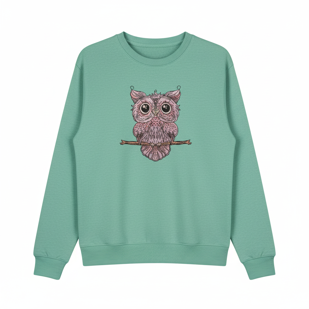 Wise Owl Perch Machine Embroidered Sweatshirt – Hand Finished in Dubai | EmbroMania