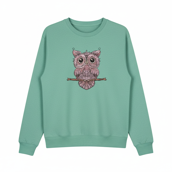 Wise Owl Perch Machine Embroidered Sweatshirt – Hand Finished in Dubai | EmbroMania