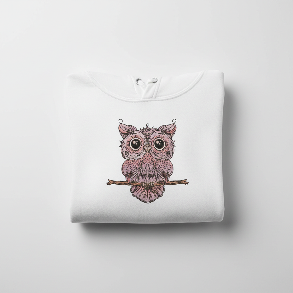 Wise Owl Perch Machine Embroidered Sweatshirt – Hand Finished in Dubai | EmbroMania