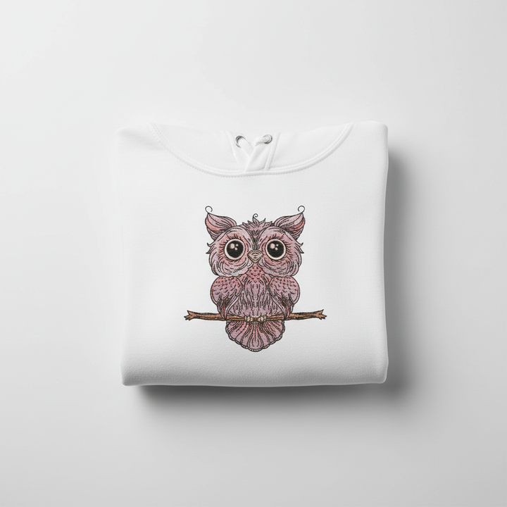 Wise Owl Perch Machine Embroidered Sweatshirt – Hand Finished in Dubai | EmbroMania