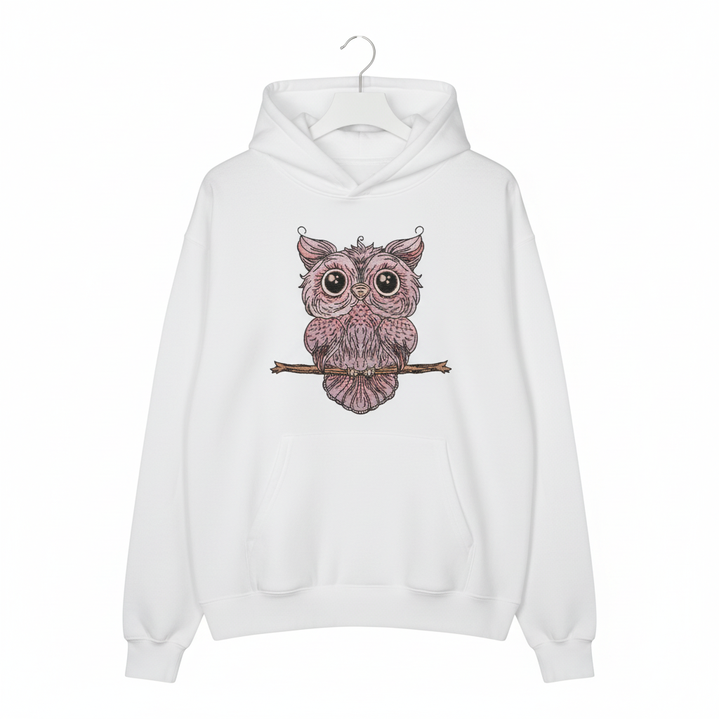 Wise Owl Perch Machine Embroidered Sweatshirt – Hand Finished in Dubai | EmbroMania