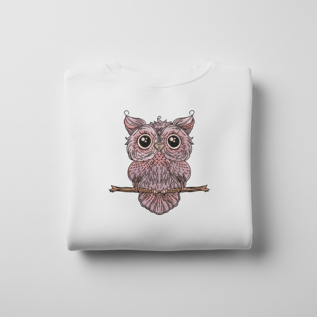Wise Owl Perch Machine Embroidered Sweatshirt – Hand Finished in Dubai | EmbroMania
