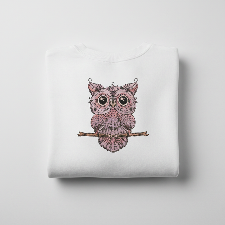 Wise Owl Perch Machine Embroidered Sweatshirt – Hand Finished in Dubai | EmbroMania