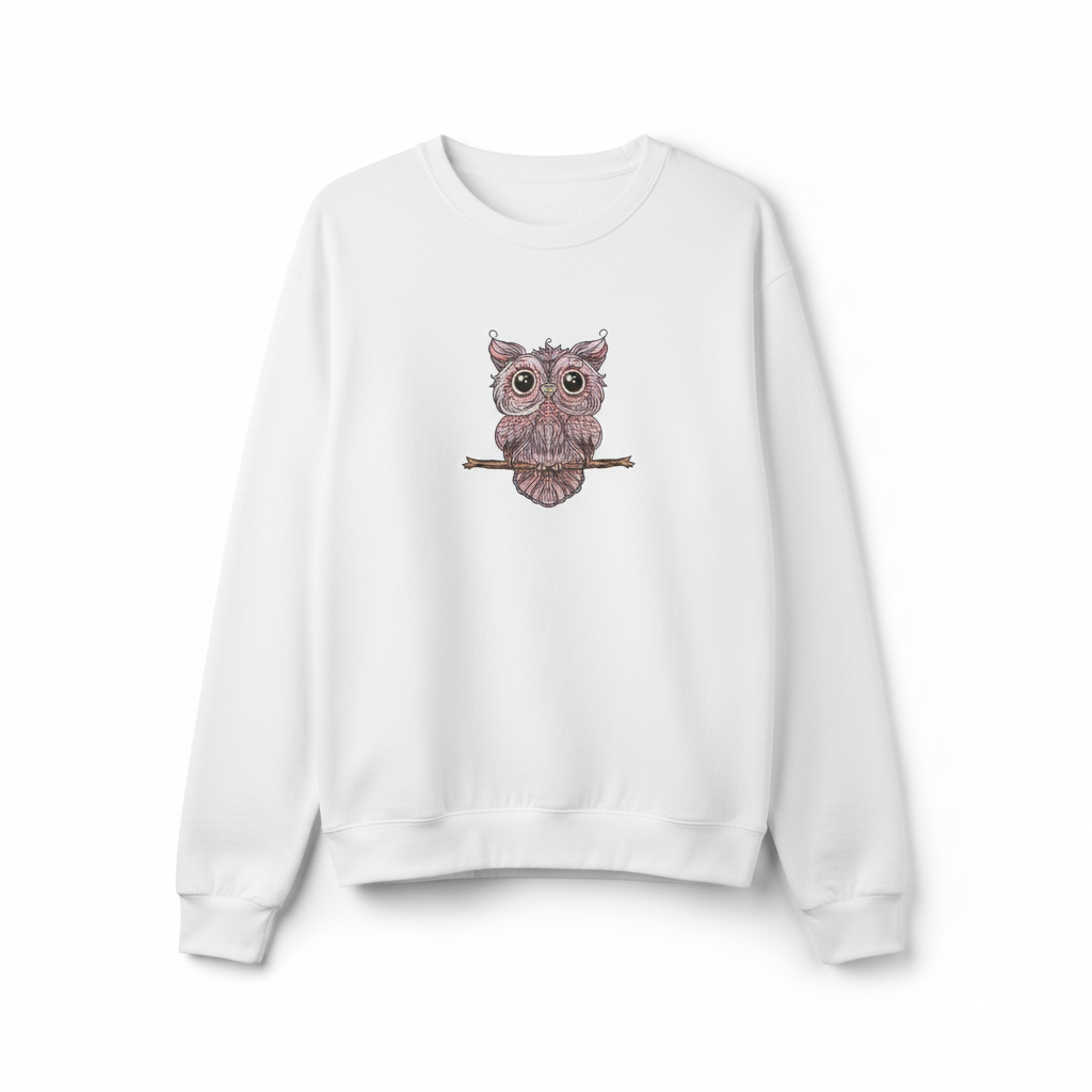 Wise Owl Perch Machine Embroidered Sweatshirt – Hand Finished in Dubai | EmbroMania