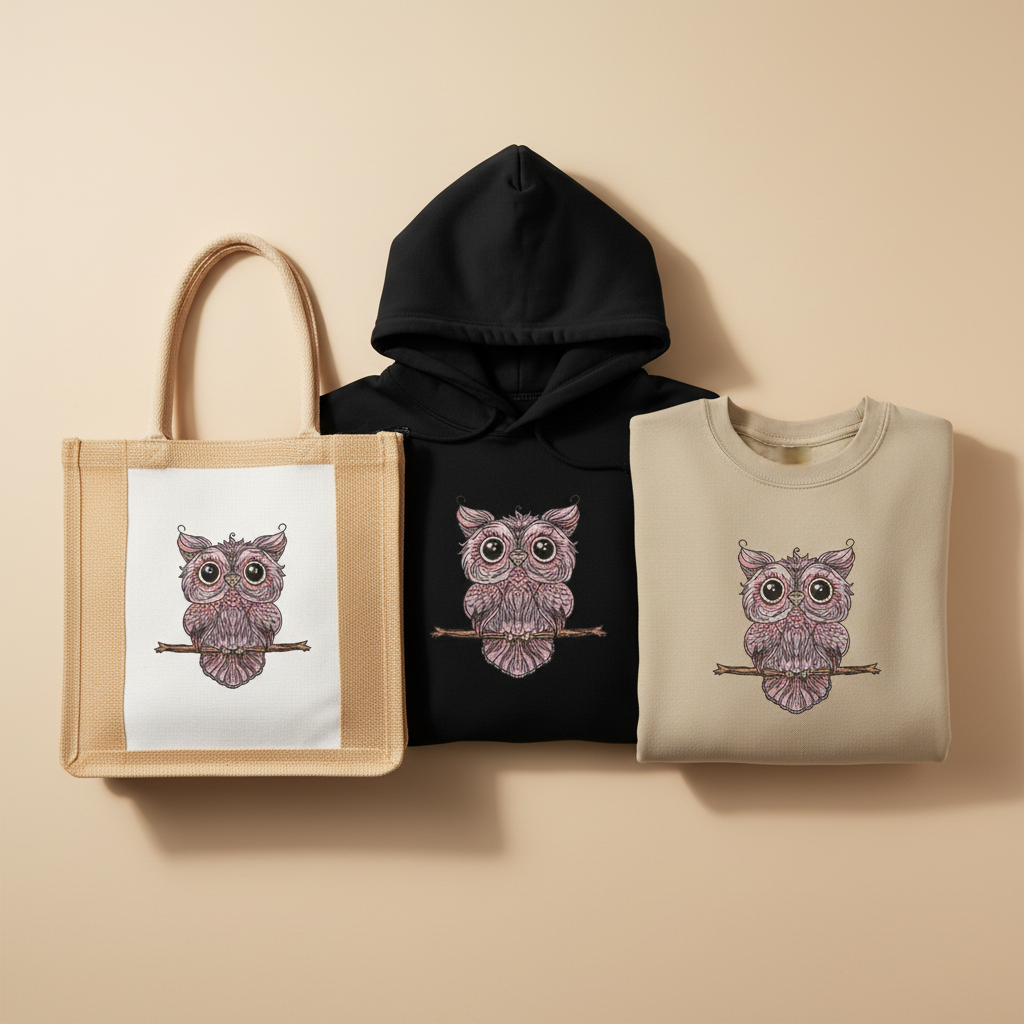 Wise Owl Perch Machine Embroidered Sweatshirt – Hand Finished in Dubai | EmbroMania