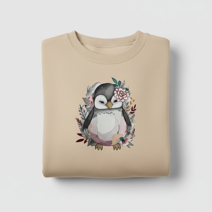 Floral Penguin Machine Embroidered Sweatshirt – Hand Finished in Dubai | EmbroMania