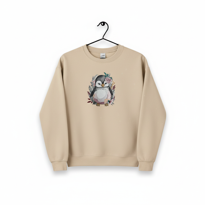 Floral Penguin Machine Embroidered Sweatshirt – Hand Finished in Dubai | EmbroMania
