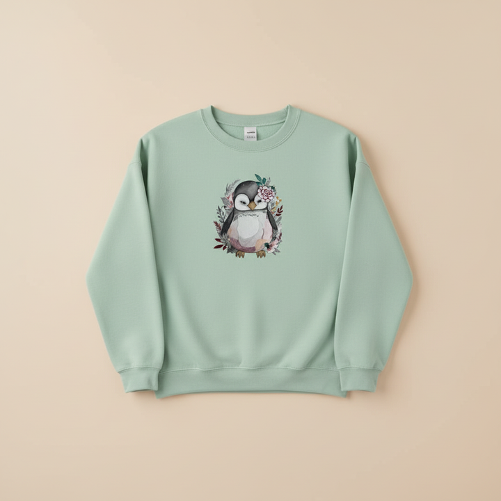 Floral Penguin Machine Embroidered Sweatshirt – Hand Finished in Dubai | EmbroMania