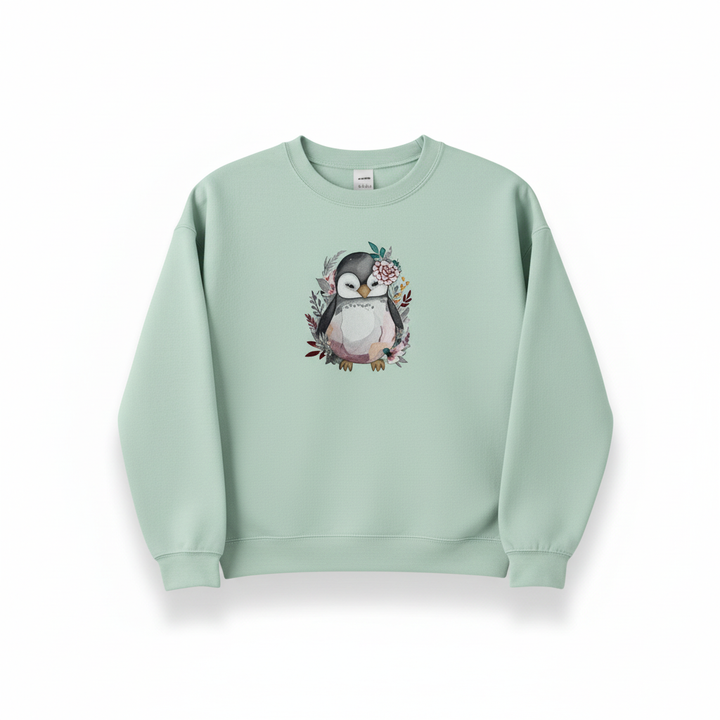 Floral Penguin Machine Embroidered Sweatshirt – Hand Finished in Dubai | EmbroMania