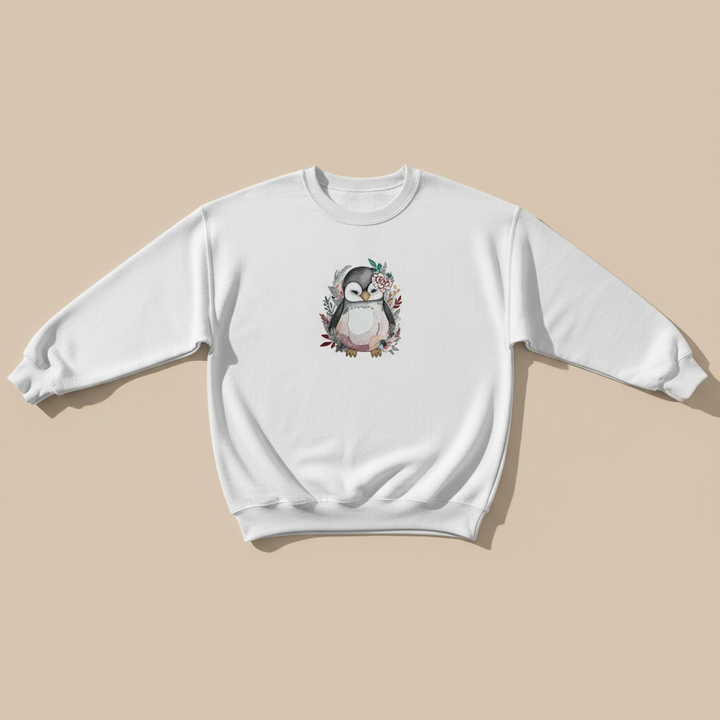 Floral Penguin Machine Embroidered Sweatshirt – Hand Finished in Dubai | EmbroMania