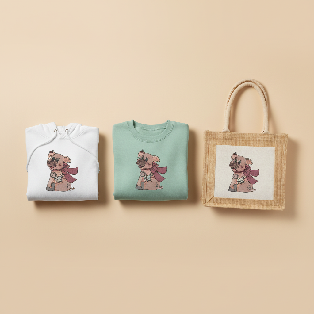 Pig & Mouse Besties Machine Embroidered Sweatshirt – Hand Finished in Dubai | EmbroMania