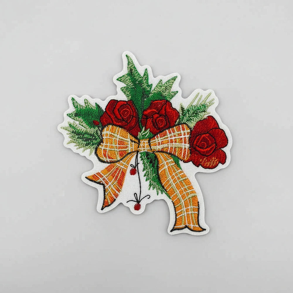 Plaid Ribbon & Pine Sprigs Machine Embroidered Sweatshirt – Hand Finished in Dubai | EmbroMania