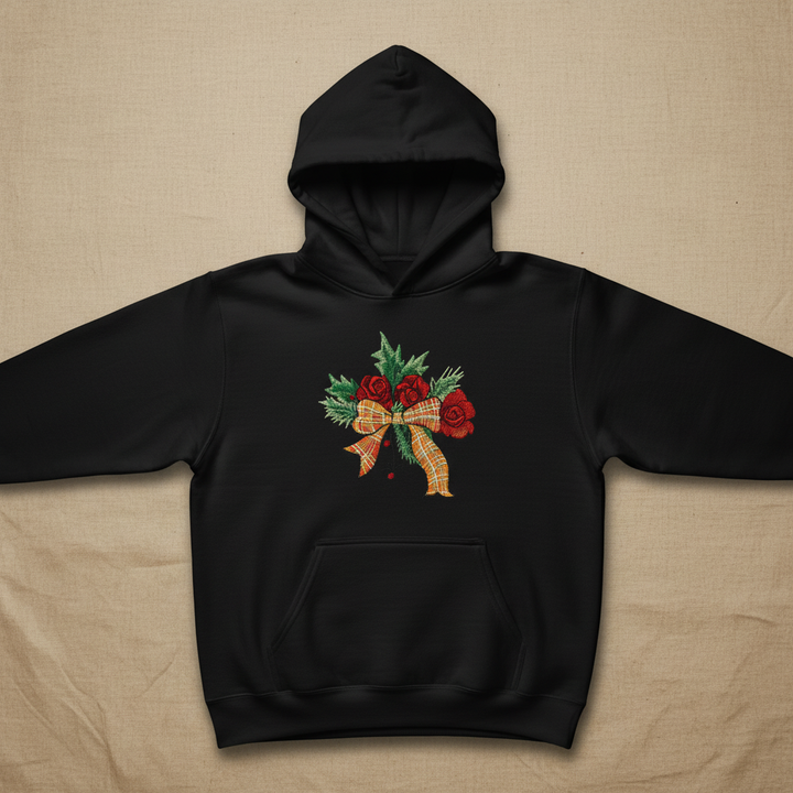 Plaid Ribbon &amp; Pine Sprigs Machine Embroidered Sweatshirt – Hand Finished in Dubai | EmbroMania