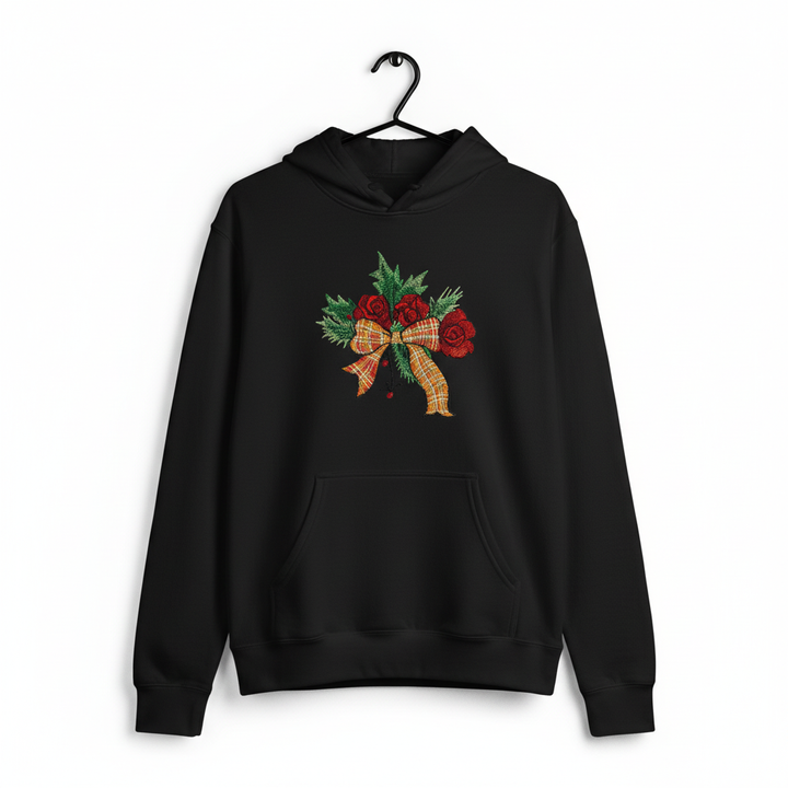 Plaid Ribbon &amp; Pine Sprigs Machine Embroidered Sweatshirt – Hand Finished in Dubai | EmbroMania